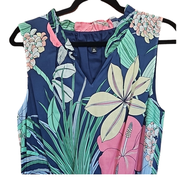 Talbots Navy Floral Midi High-Low Dress Size 10P - Picture 9 of 13